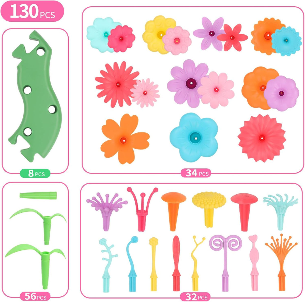 CENOVE Birthday Toys Gift for 3 4 5 6 7 Year Old Girls and Boys,Flower Garden Building Toy with Carry Box, STEM Toys for Preschool Children Educational Activity Toys