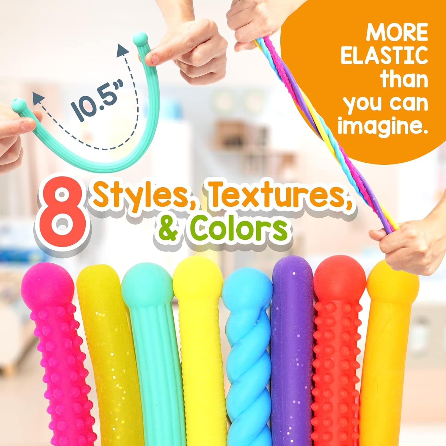 Sensory Autism Toys for Kids - Textured Stretchy Fidget Toys for Stress - Sensory Toys Special Needs for Autistic Toddlers Boys Girls Stocking Stuffers Gifts, Treasure Prizes Classroom - 8 Pack