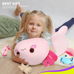 Onsoyours Axolotl Stuffed Animal Mommy 19.7" with 3 Baby Axolotl Plushies in Tummy, 4 Piece of Cute Axolotl Plush Pillow Toys for Kids Girls Boys