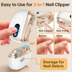 Electric Nail Clipper Upgraded 3 in 1 Rechargeable Automatic Nail Trimmer with LED Light & Clip Storage - USB Rechargeable for Baby, Kids,Seniors, Adults