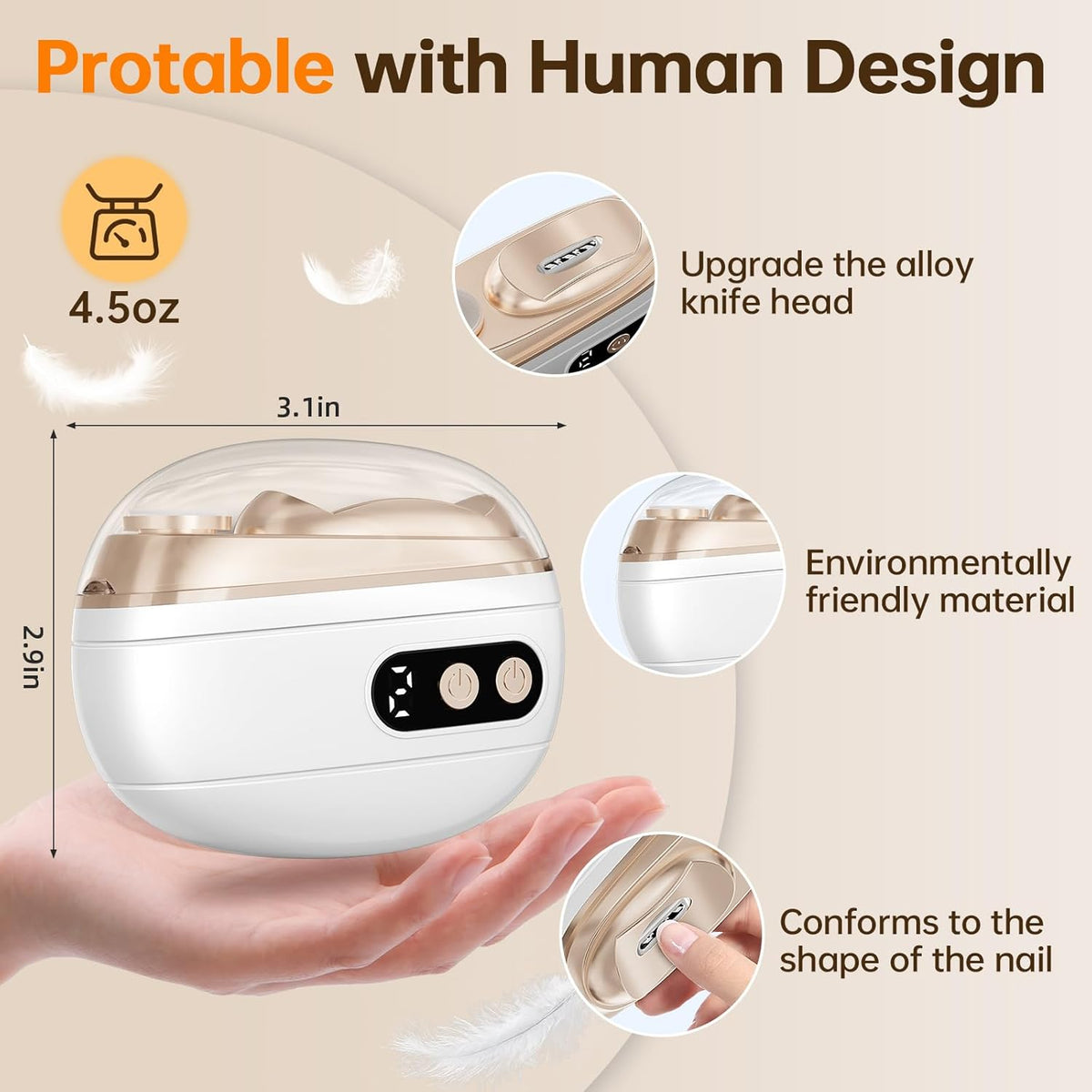 Electric Nail Clipper Upgraded 3 in 1 Rechargeable Automatic Nail Trimmer with LED Light & Clip Storage - USB Rechargeable for Baby, Kids,Seniors, Adults