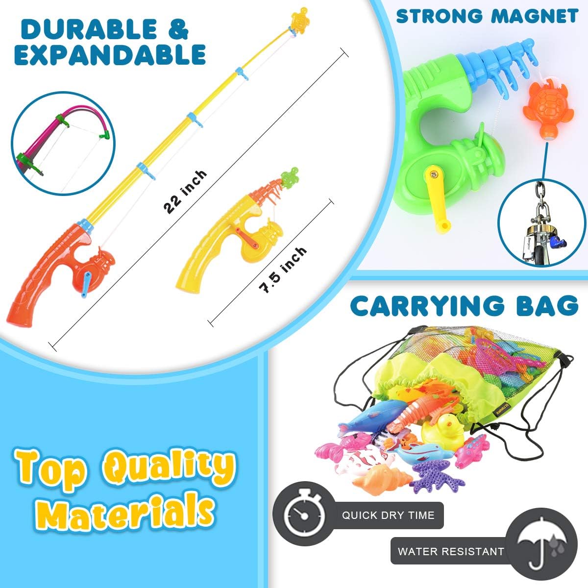 Goody King Magnetic Fishing Game Pool Toys for Kids - Outdoor Indoor Water Table Toys Carnival Party Water Bath Toy for Toddlers 1-3 4 5 6 Years Old 2 Players Gift (Medium)