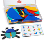LiKee Wooden Shape Puzzle, 36 Blocks & 60 Cards, Montessori Toy for Kids 3+ | open-end
