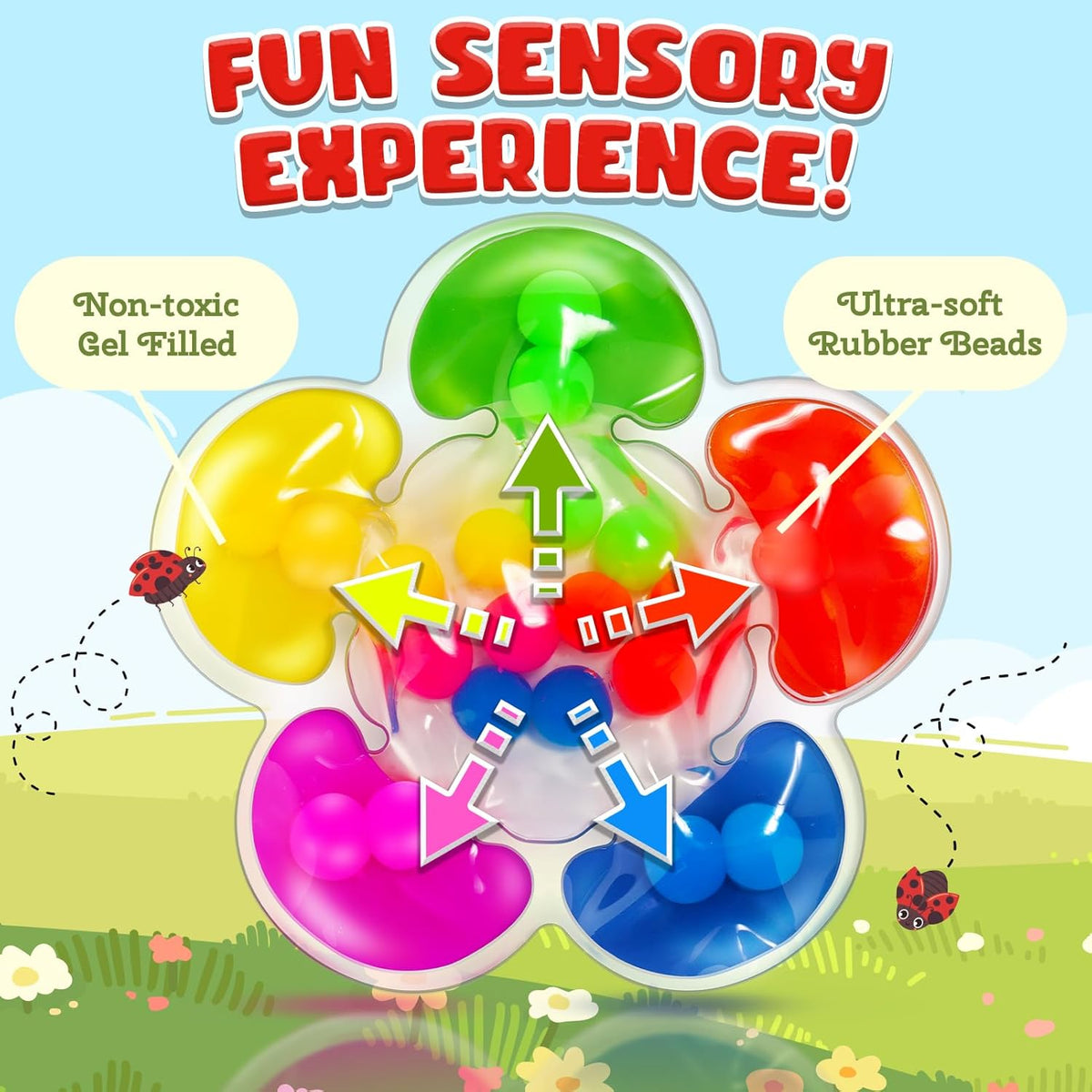 Color Sorting Sensory Toy for Kids, Toddler Travel Toys Roadtrip Essenstial | Squeeze Toy Quiet Fidget For Classroom, Preschool Learning Activities, Calm Down Corner Supply Autism Toys for Kid Ages 1 2 3