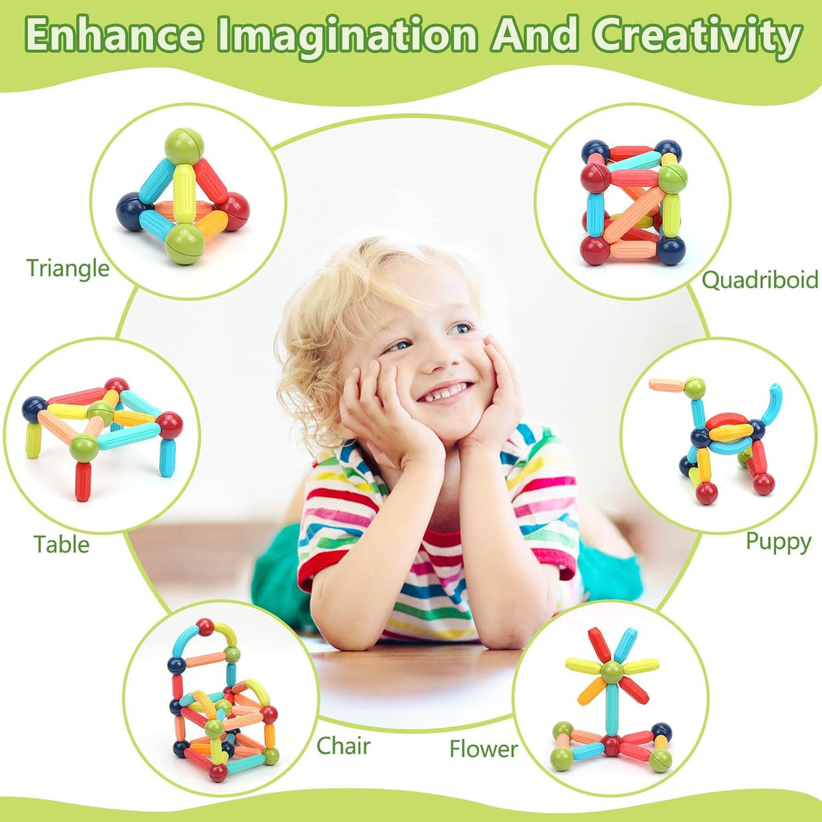 COUOMOXA Magnetic Building Blocks for Toddlers: STEM Educational Toys for 3 4 5+ Years Old Kids - Magnetic Stick Montessori Game for Family for Boys Girls