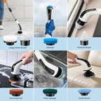 Electric Spin Scrubber, Power Shower Cleaning Brush with Long Handle | Cordless Cleaning Scrubber, 7 Replaceable Brush Heads, 90Mins Work Time, 3 Adjustable Size, 2 Speeds for Bathroom Cleaner