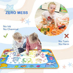 Water Doodle Mat - Kids Color Painting Toy, Gift Set for Toddlers 3-7 | Great Educational Water Doodle Mat - Toddler Painting Toy Gift with Fun Stencils, Magic Pens & Drawing Templates for Kids
