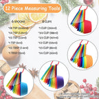 12 Piece Measuring Cups and Spoons Set, Colored Kitchen Measure Tools, Durable Nesting Cups and Spoons for Dry and Liquid, Dishwasher Safe