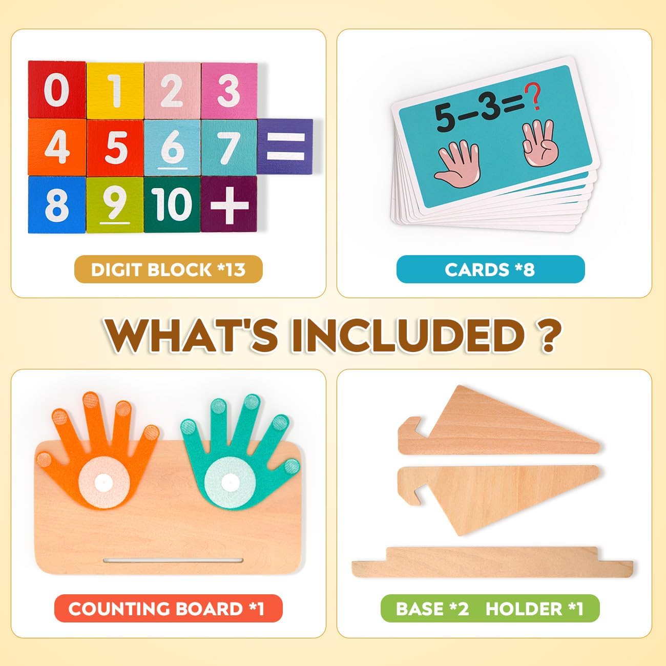 MOTREE Preschool Math Manipulatives Learning Toys for Toddlers 2-4 | Montessori Number Counting Block Toys for Kids, Educational Toys for 3-5 Year Old Boys Girls Christmas Birthday Gifts