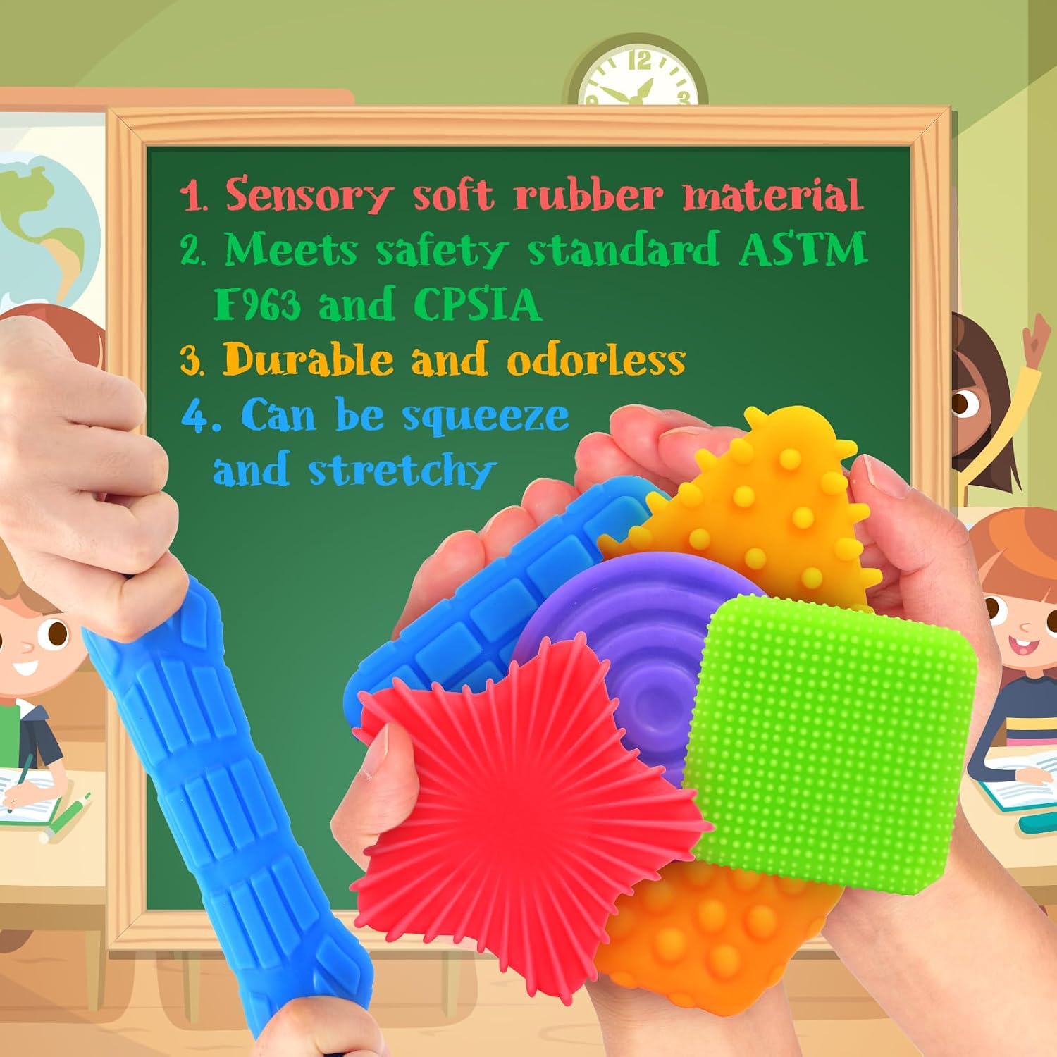 Squishy Sensory Toys for Kids Toddlers: Soft Textured Fidget Toy for Autism | Sensory Fidget Toys for ADHD Children Special Needs, Stress Calming Toy Desk, Baby Stocking Stuffer Squeeze Toy for Autism
