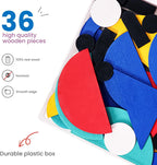 LiKee Wooden Shape Puzzle, 36 Blocks & 60 Cards, Montessori Toy for Kids 3+ | open-end