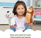 Melissa & Doug Safari Buddies Hand Puppets, Set of 6 (Elephant, Tiger, Parrot, Giraffe, Monkey, Zebra) Soft, Plush Puppet, Stuffed Animals, Pretend Play Toddler Toys for Girls & Boys