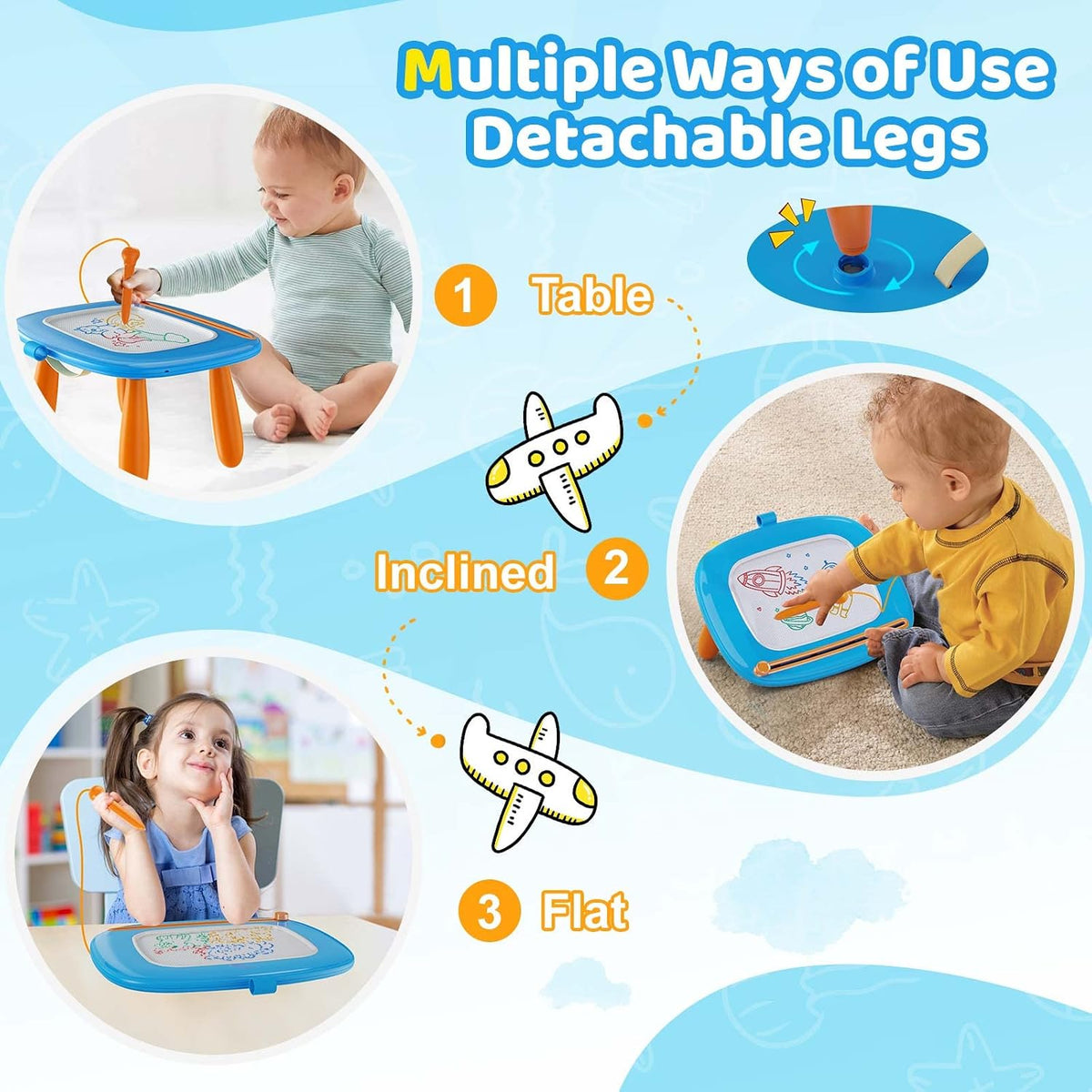 Kikidex Magnetic Drawing Board, Toddler Girl Toys for 1-3 Year Old, Doodle Board Pad Learning and Educational Toys for 1 2 3 Year Old Baby Kids Birthday Gift