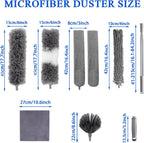 Dusters for Cleaning,9Pcs Feather Duster with Extension Pole Up to 100'',Bendable Extendable Long Feather Duster for Cleaning Fan,High Ceiling,Blinds,Furniture,Cars