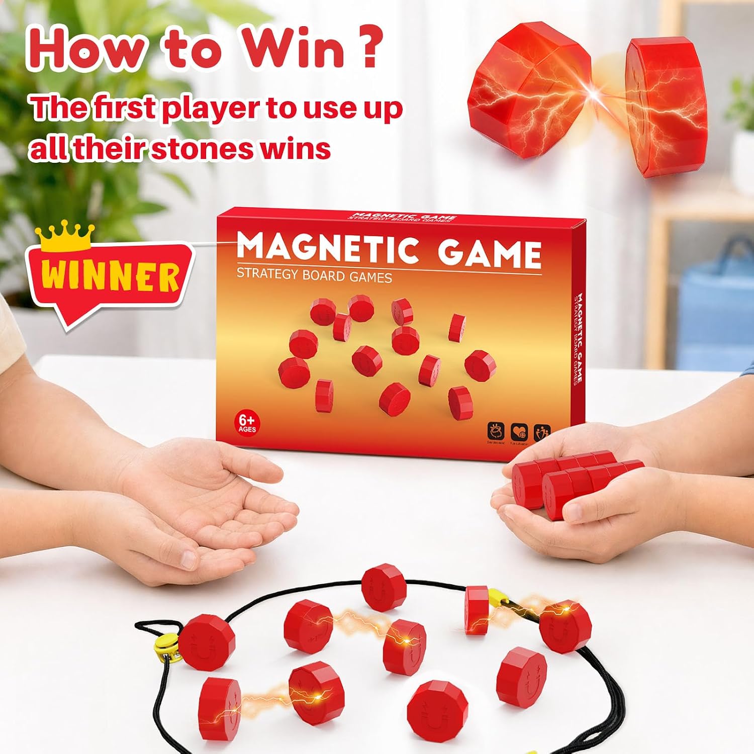 Magnet Game, Magnetic Game with String, Board Games for Adults and Kids 8-12, Portable Strategy Family Game for All Ages, Christmas Birthday Gifts for Kids, Fidget Toys for Family Travel & Game Night