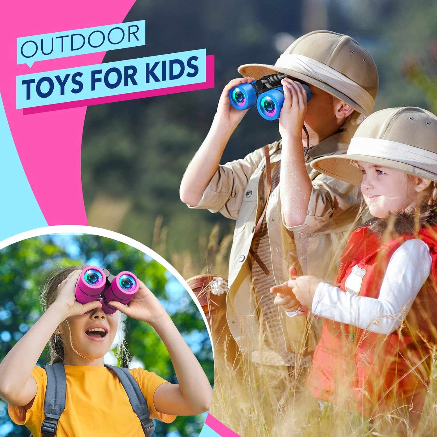 Toys for 3-7 Year Old Girls: LET'S GO! Binoculars for Kids Bird Watching|Camping|Hiking 3 4 5 6 7 8 Year Old Girl Boy Birthday Gifts Outdoor Toy for Kid Ages 4-6 Toddler Gift Stuffers