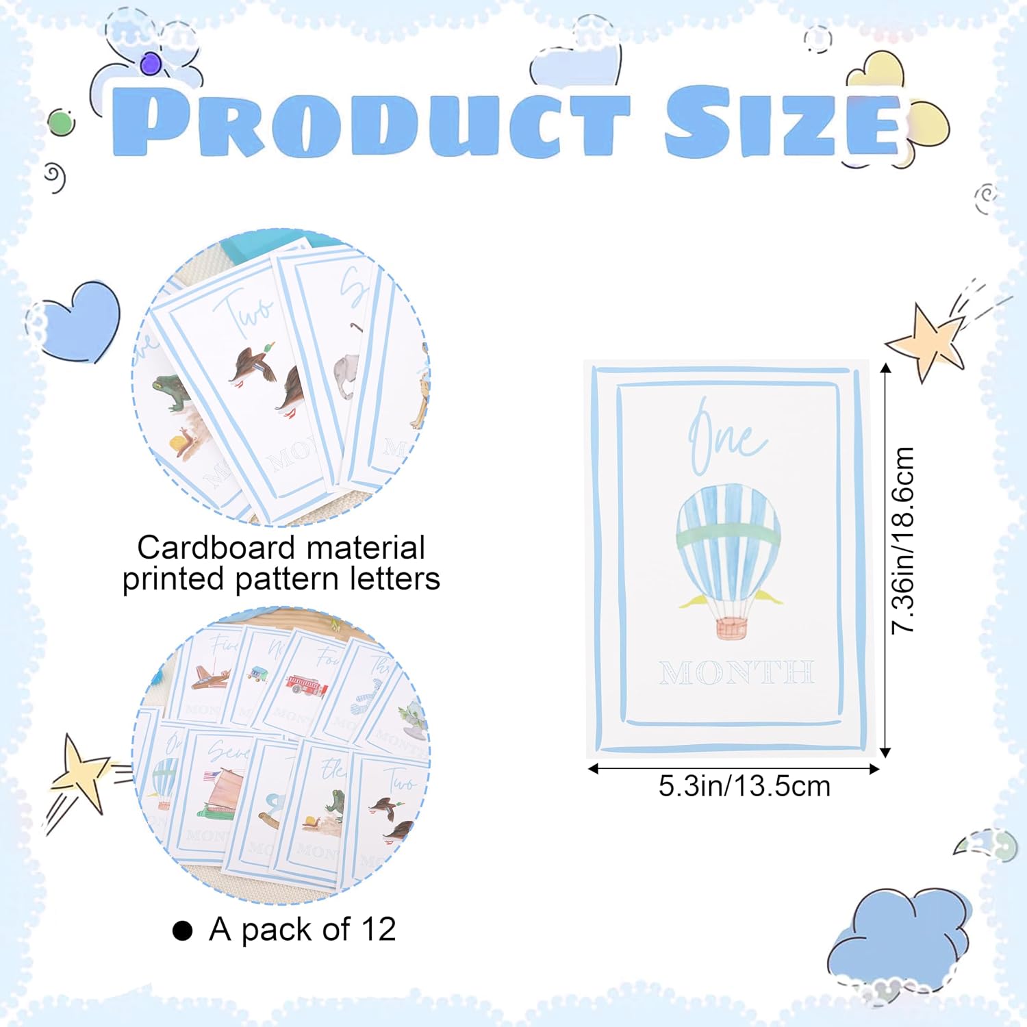 Boy Watercolor Milestone Cards,My First Monthly Milestone Cards