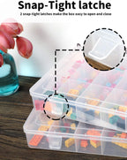 UHOUSE 2 PCS Clear Plastic Organizer Box，18 Grids Bead Storage Bins | 18 Grids Bead Organizer with Adjustable Dividers, Jewelry Storage Box, Small Clear Storage Bins, Lightweight Craft Organizer