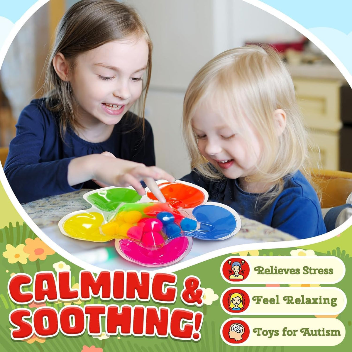 Color Sorting Sensory Toy for Kids, Toddler Travel Toys Roadtrip Essenstial | Squeeze Toy Quiet Fidget For Classroom, Preschool Learning Activities, Calm Down Corner Supply Autism Toys for Kid Ages 1 2 3