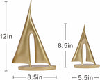 2 Pack Gold Sailboat Decor Boat Sculpture for Home Decor Modern Boat Statue Decorative Nautical Decoration for Living Room Bookshelf Shelf Table Office