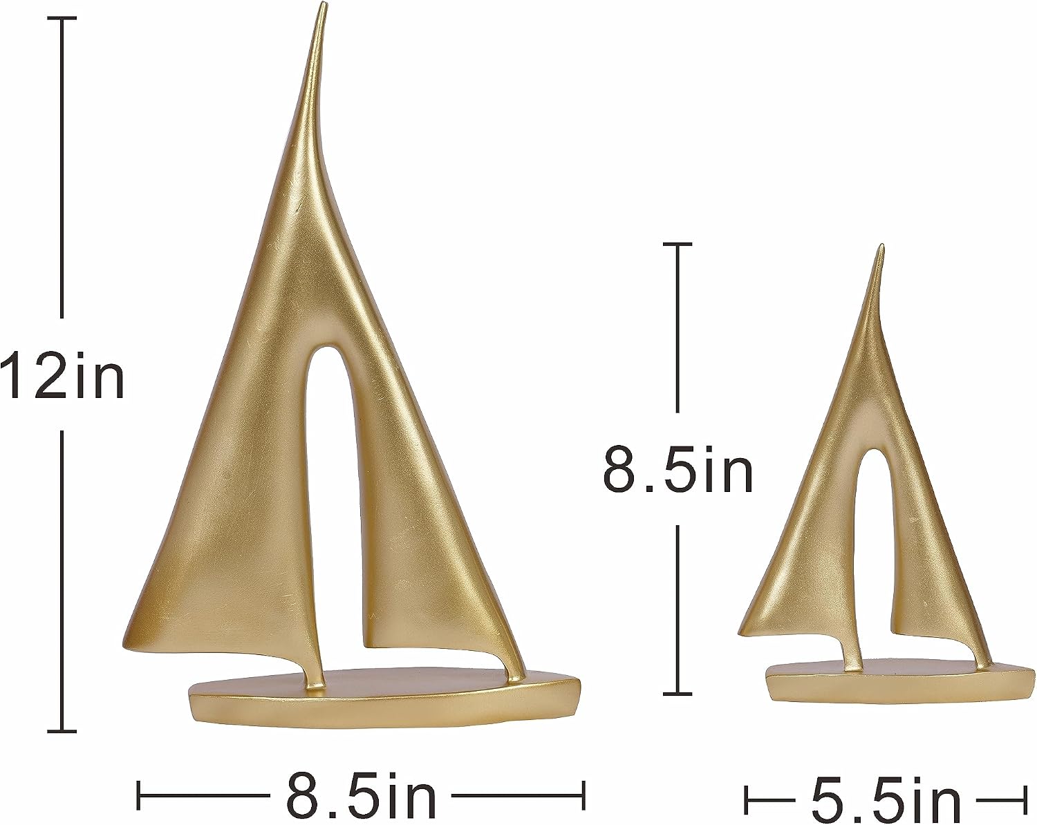 2 Pack Gold Sailboat Decor Boat Sculpture for Home Decor Modern Boat Statue Decorative Nautical Decoration for Living Room Bookshelf Shelf Table Office