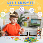 142pcs Wooden Pattern Blocks Montessori Smart Sticks Wooden Tangram Puzzle STEM Toy Activities Preschool Brain Teaser Montessori Toys Gift for 3 4 5 Years Old Kids Boys Girls