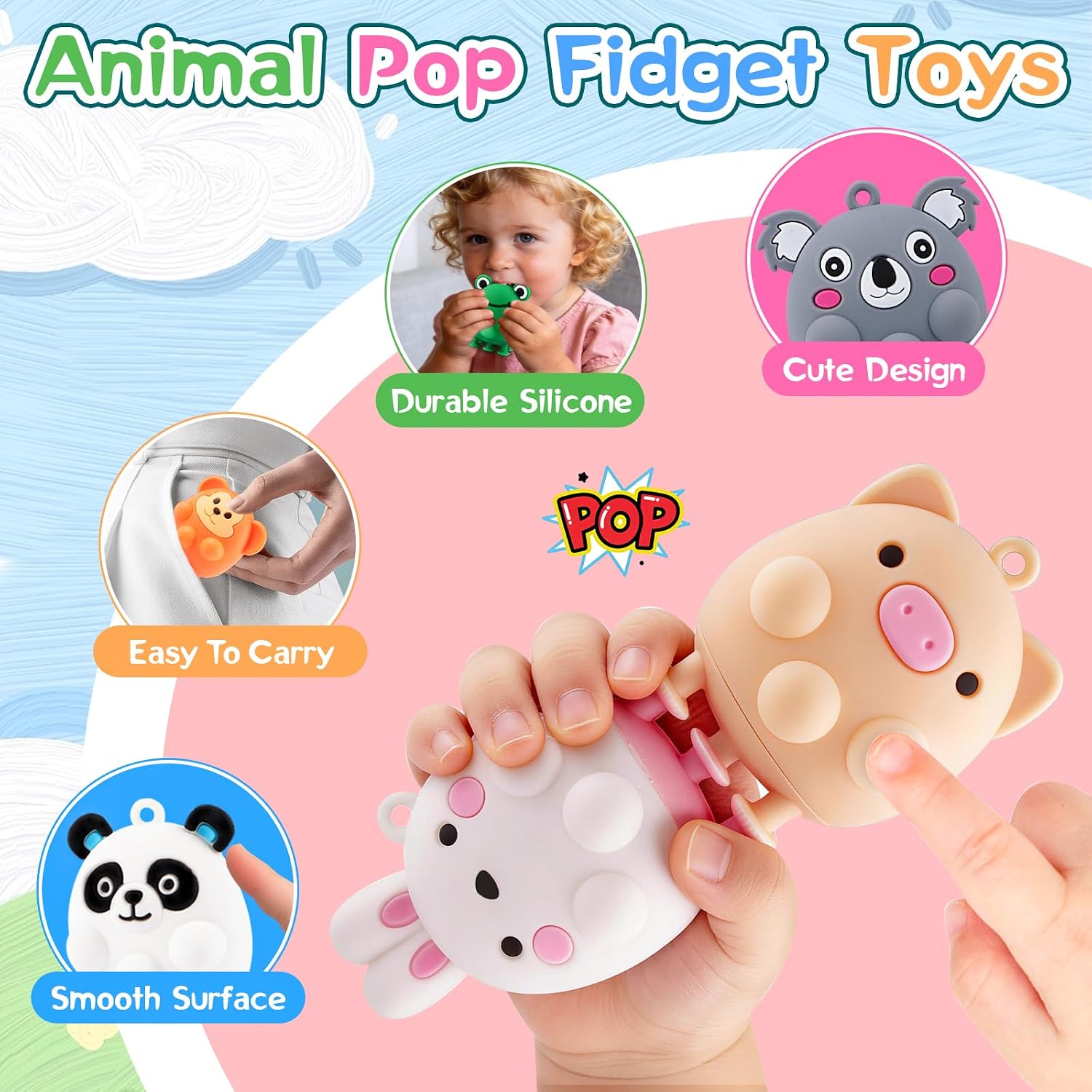 12 PCS Animal Pop Suction Fidgets Toys, Travel Toys for Airplane Car Activities Essential, Party Favors for Kids, Goodie Bags Stuffers for Kids, Bath Toys, Birthday Gifts for Boy Girls
