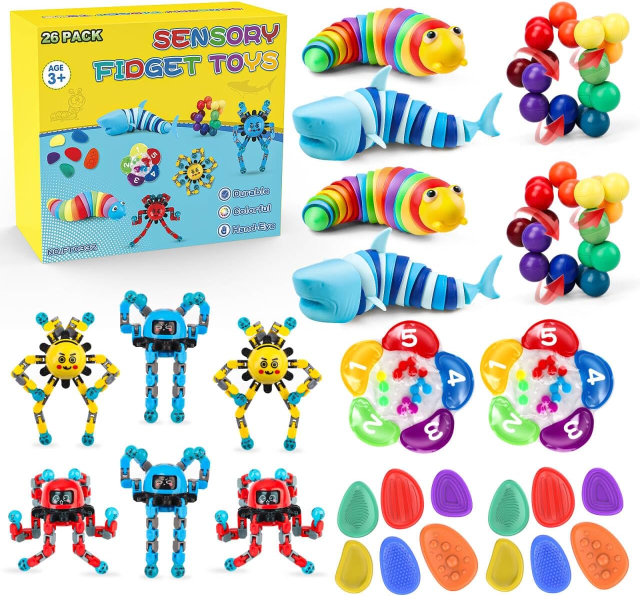 Fidget Sensory Toys for Kids Adults with Autism ADHD: 13 Pack Anxiety Relief Items Toy, Fun Classroom Prize & Travel Toys, Stress Relief Toy Gifts Party Favors for Kids