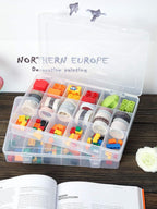 UHOUSE 2 PCS Clear Plastic Organizer Box，18 Grids Bead Storage Bins | 18 Grids Bead Organizer with Adjustable Dividers, Jewelry Storage Box, Small Clear Storage Bins, Lightweight Craft Organizer