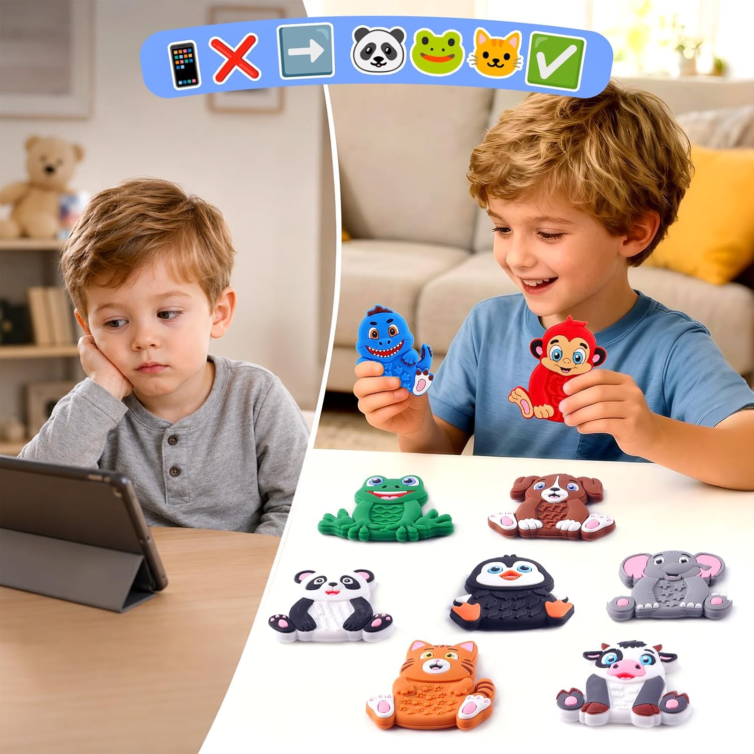 12 Pack Animal Sensory Toys for Kids Toddlers, Textured Silicone Fidget Toys, Quiet Travel Toys for Airplane, Car Rides, Preschool & Home Sensory Play, Classroom Calm Corner Toys
