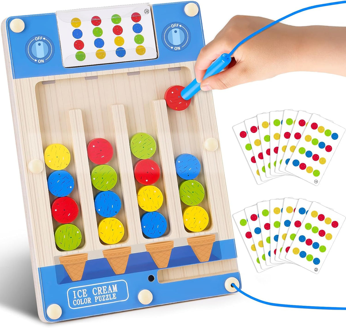 3 4 5 Year Old Boy Birthday Gift, Kids Magnetic Color Matching Puzzle Board | Montessori Toys for 3-5 Year Old Boys, Kids Autism Sensory Travel Toy for Plane, Wooden Maze Game for Girls Boy Brain Teaser