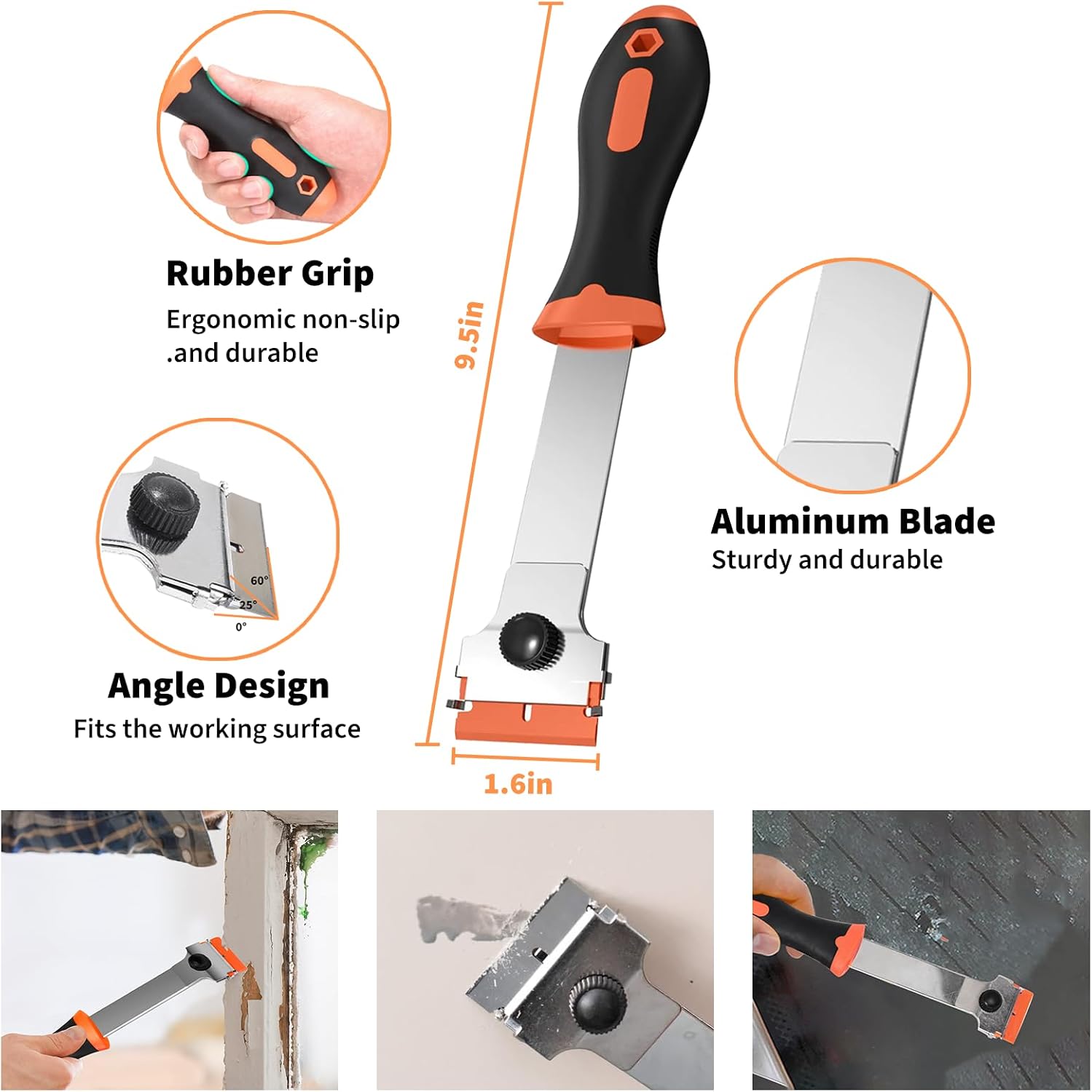Razor Blade Scraper Tool Set, 4 Pack Paint Scrapers with 30 Plastic & 30 Metal Blades, Safe Non-Scratch Glass Scraper for Stickers & Paint