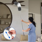 Dusters for Cleaning,9Pcs Feather Duster with Extension Pole Up to 100'',Bendable Extendable Long Feather Duster for Cleaning Fan,High Ceiling,Blinds,Furniture,Cars