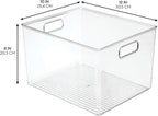 iDesign Storage Bin with Handles, 12" x 10" x 8", Clear | For Kitchen, Pantry, Cabinet, Nursery, Crafts