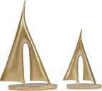 2 Pack Gold Sailboat Decor Boat Sculpture for Home Decor Modern Boat Statue Decorative Nautical Decoration for Living Room Bookshelf Shelf Table Office