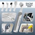 LifeBasis Cordless Rechargeable Power Scrubber Brush, White | Water-resistant Compact Scrubber with 5 Replaceable Brush Heads for Grout, Tile, Shower, Tub, Kitchen and Bathroom Cleaning