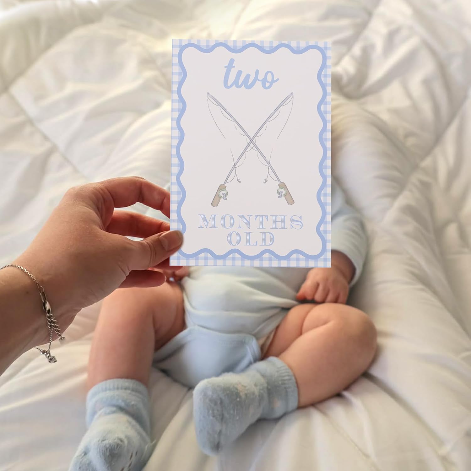 WAUAO Gingham Milestone Monthly Cards,My First Milestone Cards Photo Props | Baby Milestone Monthly Memories,Boys/Girls Photo Props