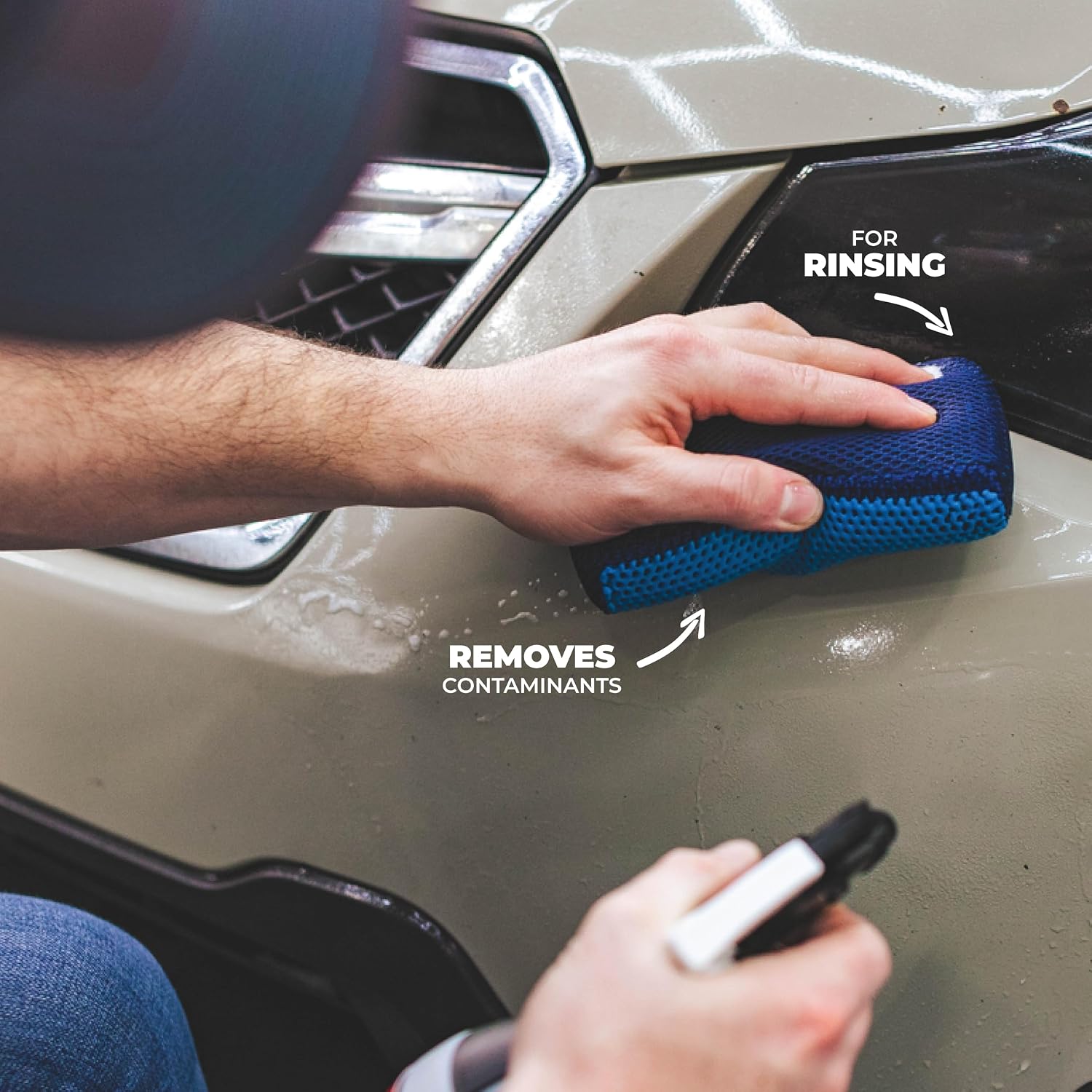 The Rag Company - Ultra Clay Scrubber - Fast and Effective Removal of Paint Contaminants, Light Overspray, and More; Dual Sided Design for Scrubbing and Clay Work; Deep Clean Glass