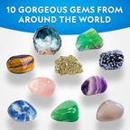 National Geographic Gemstone Dig Kit with 10 Real Gemstones for Kids | Amethyst, Quartz & Tiger's Eye, Gem Mining Activity, Excavation Tools, Rock Collection, Geology Science, Birthday Gift