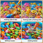 NIPLOOOW Pool Fishing Toys Games, Water Table Bathtub Toy with Inflatable Pool Pole Rod Net Plastic Floating Fish, Birthday Gifts for Kids Age 3 4 5 6 Year Old,Kids Outdoor Toys