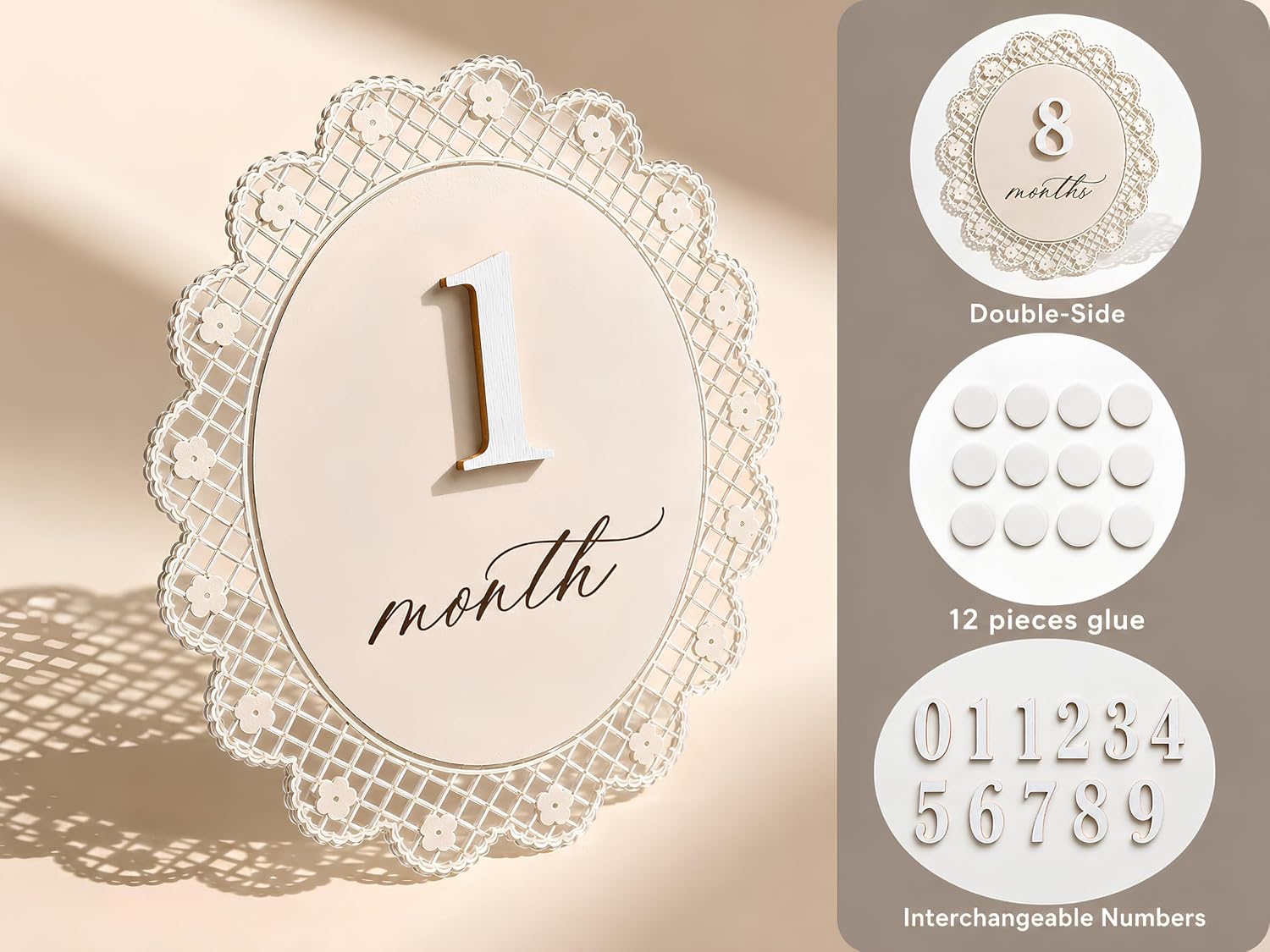 Baby Girl Monthly Milestone Signs, 1-12 Monthly Baby Milestone Girl, Newborn Photography Props Double-Sided, Nursery Decor for Girls