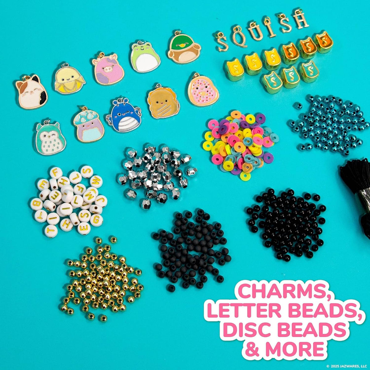 Horizon Group USA Jewelry Making Kit, Squishmallows Bracelets | Bracelet and Accessories Design Set, Cute DIY Beading and Jewelry, Includes String, Beads, and Charms,