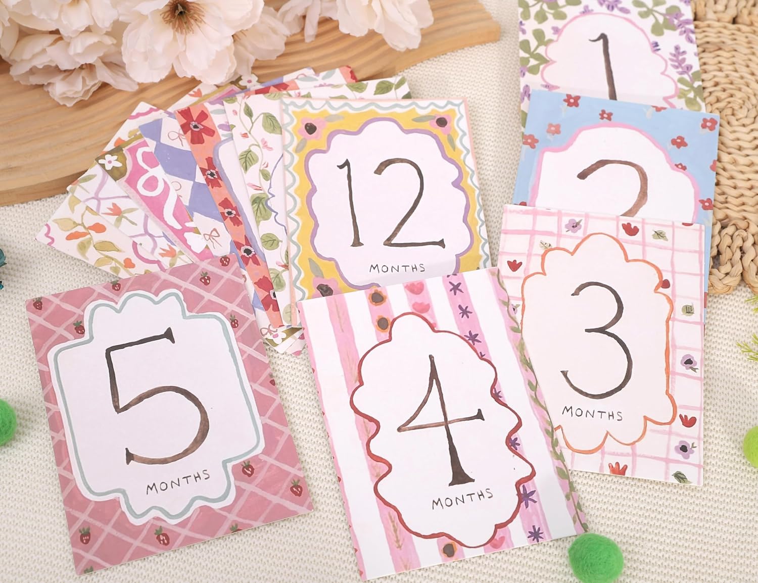 Baby Boy/Girl Monthly Milestone Cards,First Holiday,1st Year Month Photo | First Holiday Cards Baby Shower Newborn Photo Prop