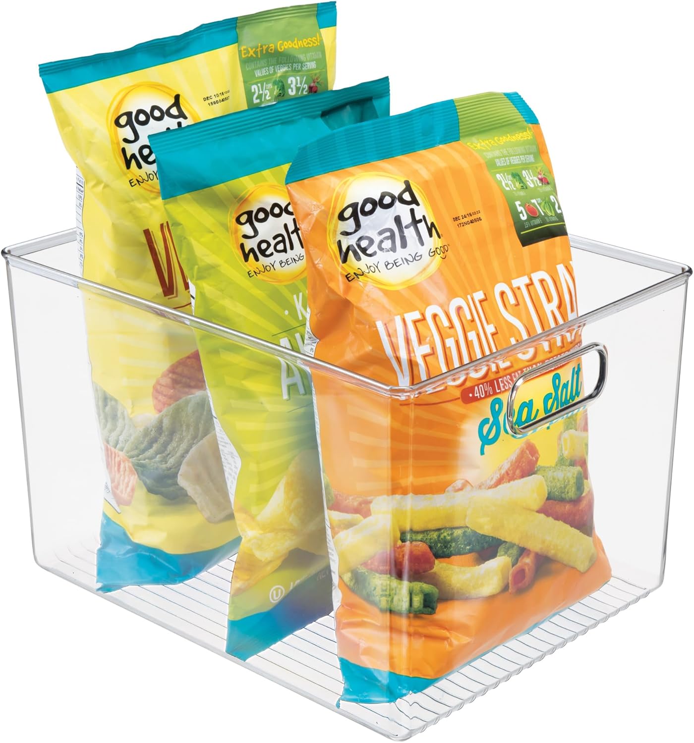 iDesign Storage Bin with Handles, 12" x 10" x 8", Clear | For Kitchen, Pantry, Cabinet, Nursery, Crafts