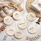 7 Pack Baby Monthly Milestone Signs, Double Sided Baby Milestone Signs Wooden Baby Announcement Sign for 1-12 Months Baby Milestone Pictures