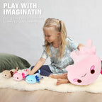Onsoyours Axolotl Stuffed Animal Mommy 19.7" with 3 Baby Axolotl Plushies in Tummy, 4 Piece of Cute Axolotl Plush Pillow Toys for Kids Girls Boys