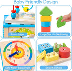 WOODMAM Wooden 7-in-1 Activity Cube, Montessori Toys for 1 2 Year Old | Baby Educational Developmental Toys, One Year Old Boy Girl Birthday Gifts, Bead Maze, Xylophone, Sorting & Stacking Board
