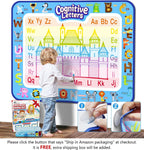 Jasonwell Aqua Water Doodle Mat 40 X 32 Inches Large Magic Drawing Doodling Mat Coloring Mat Educational Toys Christmas Birthday Gifts for Kids Toddler Boys Girls Age 2 3 4 5 6 7 8 Year Old (Alphabet)