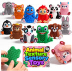12 Pack Animal Sensory Toys for Kids Toddlers, Textured Silicone Fidget Toys, Quiet Travel Toys for Airplane, Car Rides, Preschool & Home Sensory Play, Classroom Calm Corner Toys