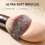 Travel Makeup Brush Set with Case & Sponge for Foundation Powder Blush 14 | Soft Synthetic Brush Kit for Women Beginners & Travelers & Eyeshadow